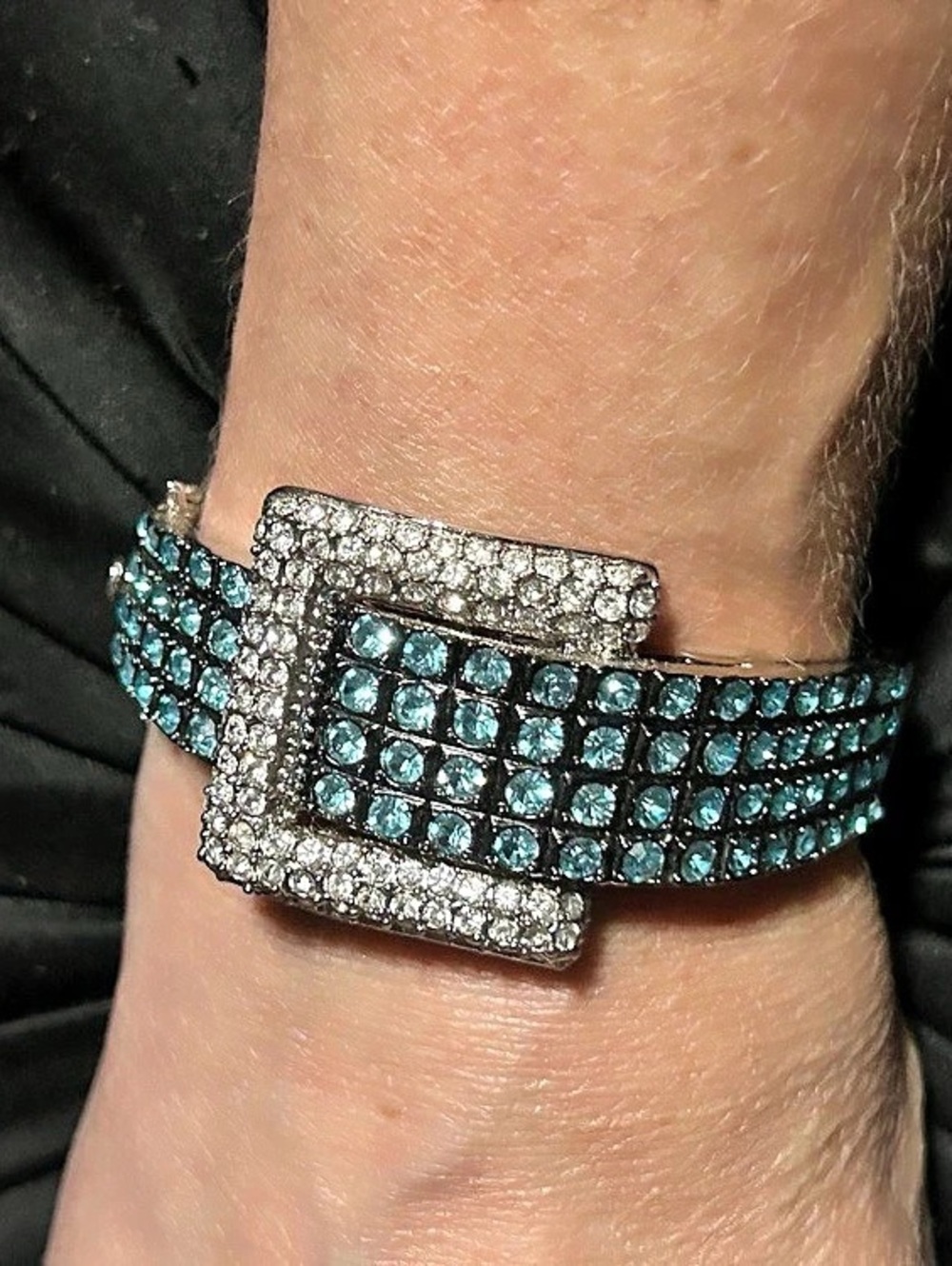 Blue Rhinestone Statement Bracelet